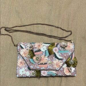 Lulu's Pink and Green Floral Clutch